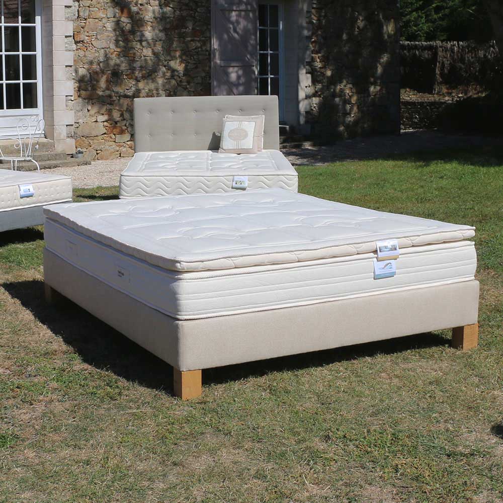 Ensemble Matelas Mousse + Lit Avec Tête De Lit 140x190 Cm, 22cm D'épaisseur  Accueil Latex Naturel